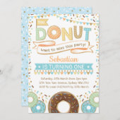 Boy Donut Invitation Doughnut Birthday Sprinkles Kaart (Voorkant / Achterkant)