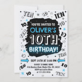 Boy Doodle 10th Birthday Invitation Kaart (Voorkant)