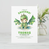 Boy Dragon Verjaardag Uitnodigingen (Staand voorkant)