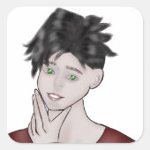  Boy Drawing Vierkante Sticker (Voorkant)