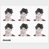  Boy Drawing Vierkante Sticker (Vel)