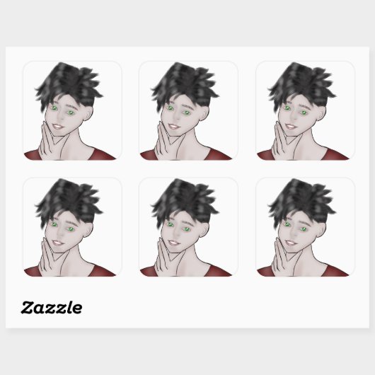  Boy Drawing Vierkante Sticker (Vel)