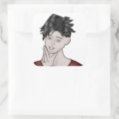  Boy Drawing Vierkante Sticker (Tas)