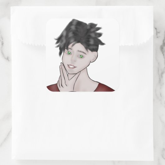  Boy Drawing Vierkante Sticker (Tas)