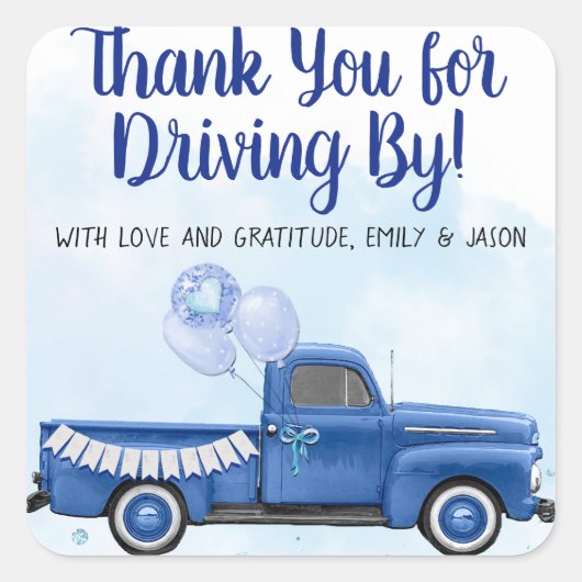 Boy Drive door Covid Baby shower Favor Stickers (Voorkant)