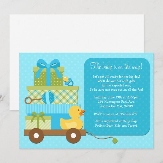 Boy Duck Baby shower Uitnodiging (Voorkant / Achterkant)