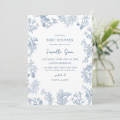 Boy Dusty Blue Chinoiserie Baby shower Kaart (Staand voorkant)