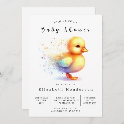 Boy Editable Duck Baby shower Kaart (Voorkant / Achterkant)