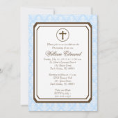 Boy Elegant Christening Uitnodiging - Blauw (Voorkant)