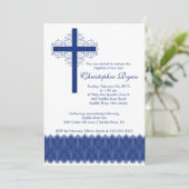Boy Elegant Lace Baptism | Christening Cross Kaart (Staand voorkant)