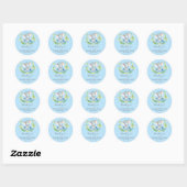 Boy Elephant Baby shower Blauw Bedankt Favor Ronde Sticker (Vel)