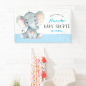 Boy Elephant Baby shower Blauw en Grijs Banner (Insitu)