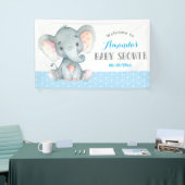 Boy Elephant Baby shower Blauw en Grijs Banner (Beurs)