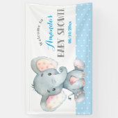 Boy Elephant Baby shower Blauw en Grijs Banner (Verticaal)
