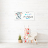 Boy Elephant Baby shower Blauw en Grijs Banner (Insitu)