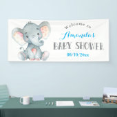 Boy Elephant Baby shower Blauw en Grijs Banner (Beurs)