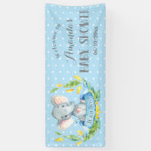 Boy Elephant Baby shower Blauw en Grijs Banner (Verticaal)