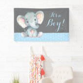 Boy Elephant Baby shower Blauw en Grijs Banner (Insitu)