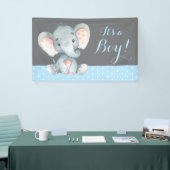 Boy Elephant Baby shower Blauw en Grijs Banner (Beurs)