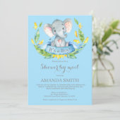 Boy Elephant Baby shower door de Uitnodiging van d (Staand voorkant)