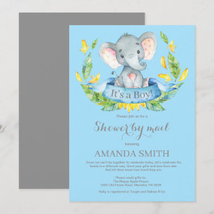 Boy Elephant Baby shower door de Uitnodiging van d