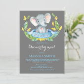 Boy Elephant Baby shower door de Uitnodiging van d (Staand voorkant)