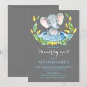 Boy Elephant Baby shower door de Uitnodiging van d (Voorkant / Achterkant)