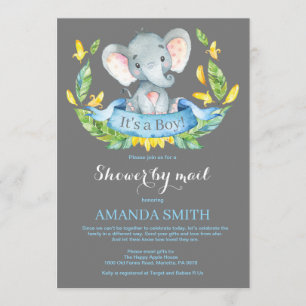 Boy Elephant Baby shower door de Uitnodiging van d