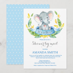 Boy Elephant Baby shower door de Uitnodiging van d