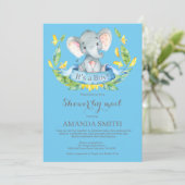 Boy Elephant Baby shower door de Uitnodiging van d (Staand voorkant)