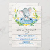 Boy Elephant Baby shower door de Uitnodiging van d (Voorkant / Achterkant)