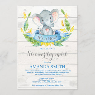 Boy Elephant Baby shower door de Uitnodiging van d