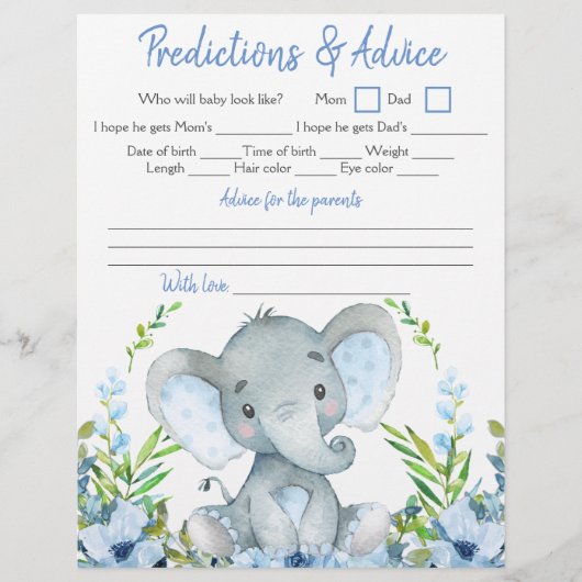 Boy Elephant Baby shower Double Game Flyer (Voorkant)