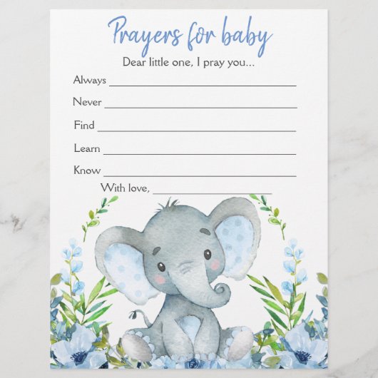 Boy Elephant Baby shower Double Game Flyer (Achterkant)