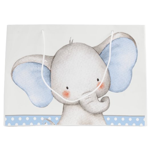 Boy Elephant Baby shower Groot Cadeauzakje (Voorkant)