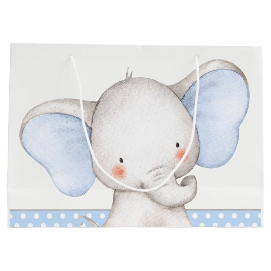 Boy Elephant Baby shower Groot Cadeauzakje (Achterkant)