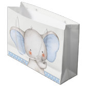 Boy Elephant Baby shower Groot Cadeauzakje (Voorkant Gekanteld)