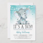 Boy Elephant Baby shower Invitation Kaart (Voorkant)