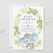 Boy Elephant Baby shower Invitation Kaart (Voorkant)