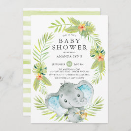 Boy Elephant Baby shower Invitation Kaart
