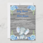 Boy Elephant Baby shower Invitation Kaart (Voorkant)