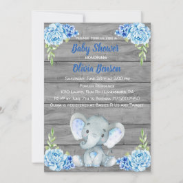 Boy Elephant Baby shower Invitation Kaart