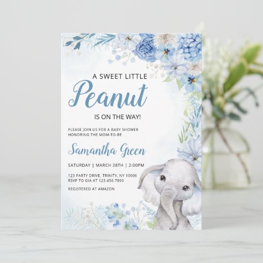 Boy Elephant Baby shower Kaart (Staand voorkant)