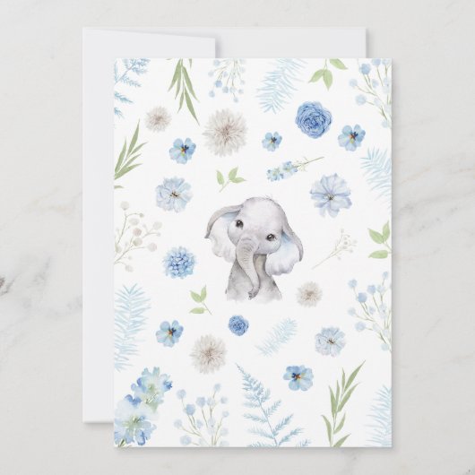 Boy Elephant Baby shower Kaart (Achterkant)