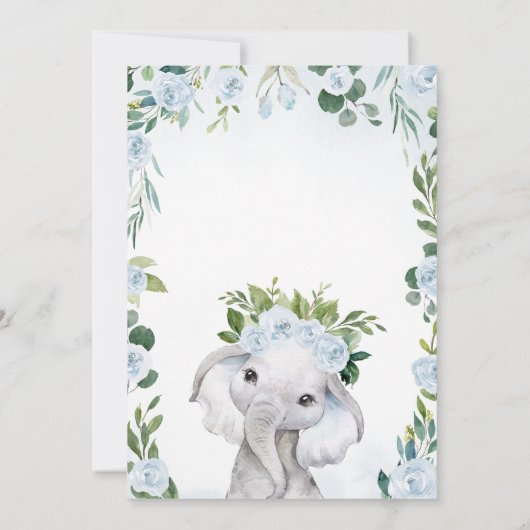 Boy Elephant Baby shower Kaart (Achterkant)
