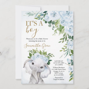 Boy Elephant Baby shower Kaart