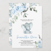 Boy Elephant Baby shower Kaart (Voorkant / Achterkant)