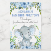 Boy Elephant Baby shower Mini Wijnflesetiketten Wijn Etiket (Enkel label)