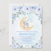 Boy Elephant Baby shower / Waterverf Blue Floral Kaart (Voorkant)