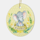Boy Elephant Baby shower Yellow Keramisch Ornament (Links)